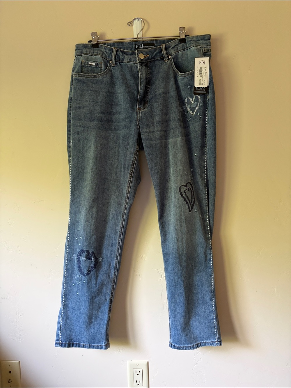 Blue Denim Girlfriend Jeans with Heart Motif